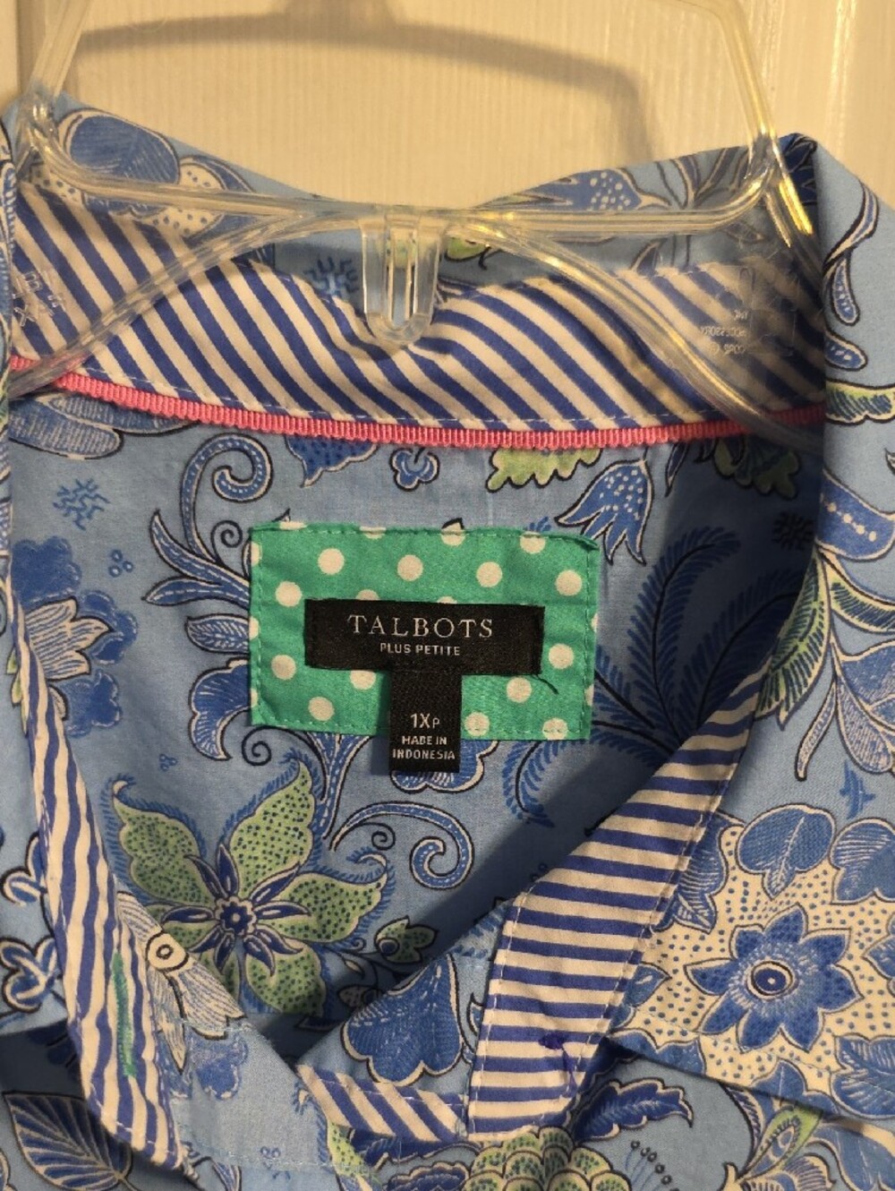 Talbots Light Blue Floral Print Button-Down Shirt - Picture 2 of 6